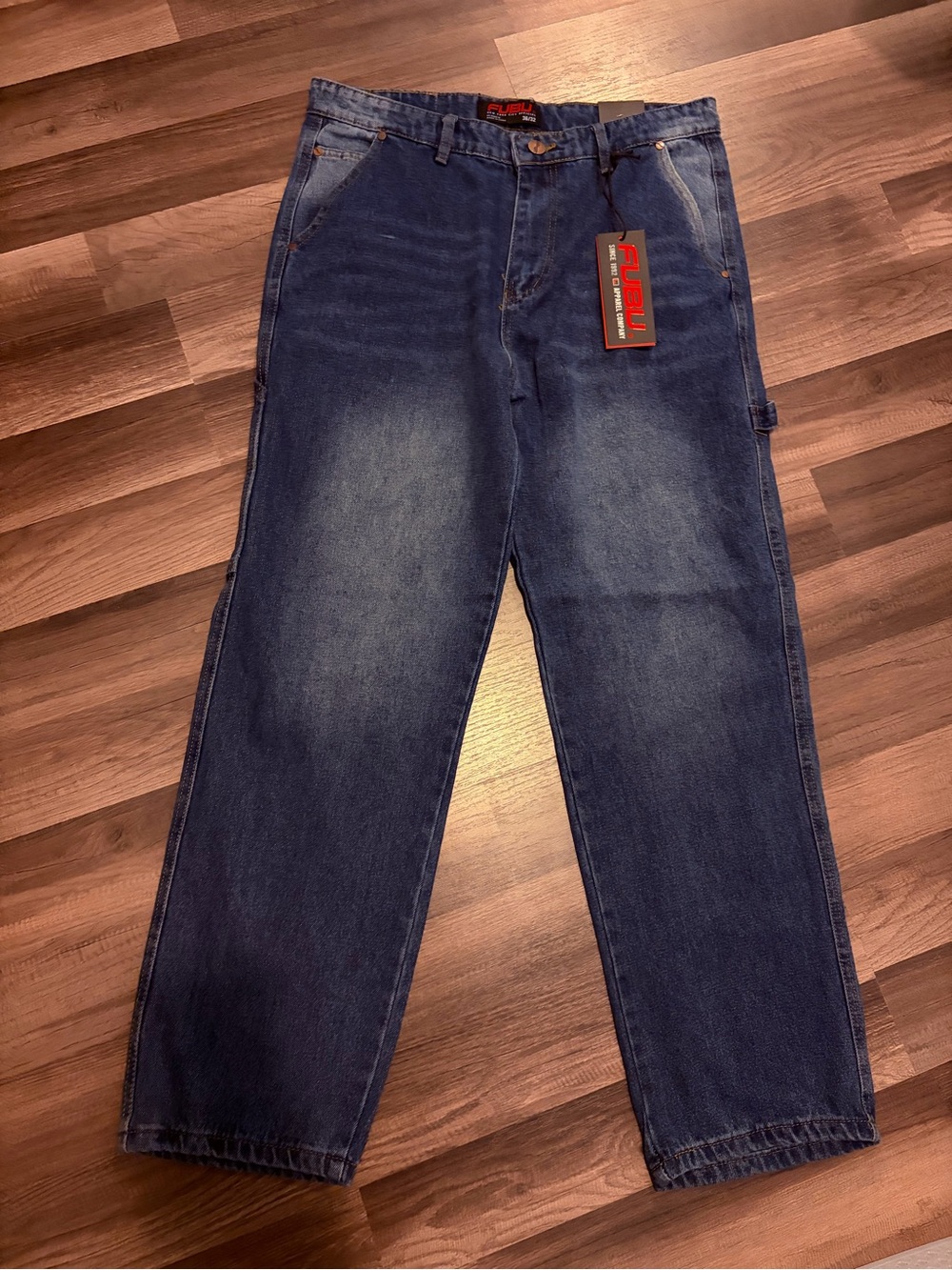 FUBU Men's Blue Relaxed Straight-Leg Jeans